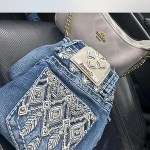 Answer Me Women's Blue Embellished Jeans